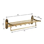 Toallero de baño de latón antiguo plegable de aluminio, soporte activo para toallas de baño, estante doble para toallas con ganchos, accesorios de baño - AliExpress 13 - Image 3