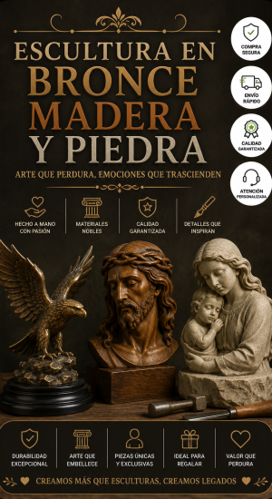 monarca escultura en bronce madera y piedra minibanner vertical